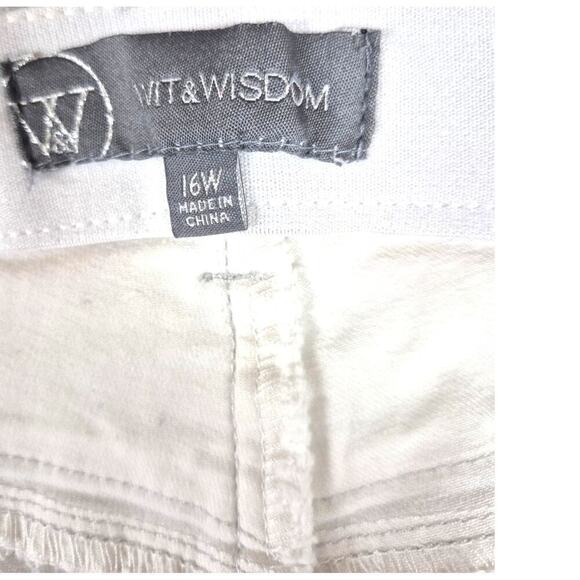 Wit & Wisdom White Cotton Blend Pants Elast Waistband Tapered Ankle Sz 16W - Picture 3 of 8